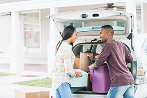 young couple moving in