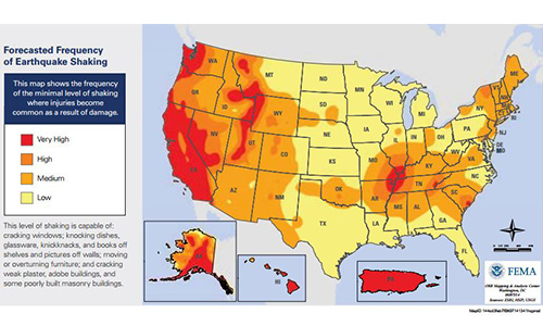 forecasted earthquake map