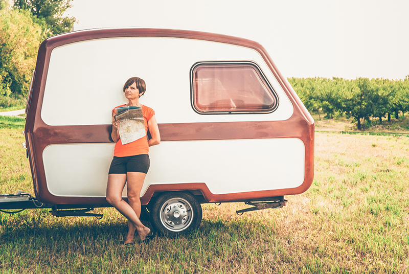 Hipster girl with Trailer