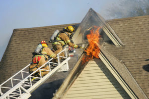 putting out roof fire